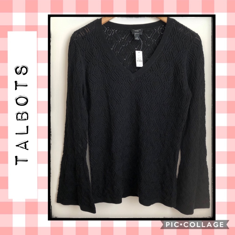 NWT Talbots Black Bell Sleeve Sweater 🖤